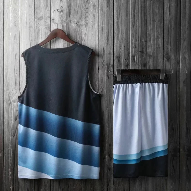 Personalized 2-piece basketball jersey set for men, women, and kids from The Clothing Company Sydney, featuring breathable fabric.