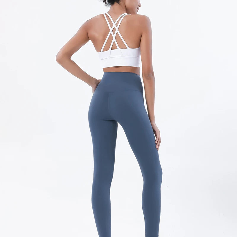Nylon women's yoga and fitness set with leggings and sports bra, breathable gym sportswear by The Clothing Company Sydney