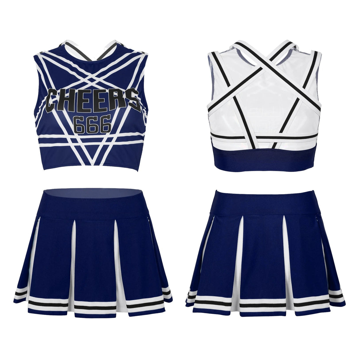 Women's Cheerleader Cosplay Costume Uniform Outfit Stand Collar Crop Top with Mini Pleated Skirts Carnival Cheerleading Suit The Clothing Company Sydney