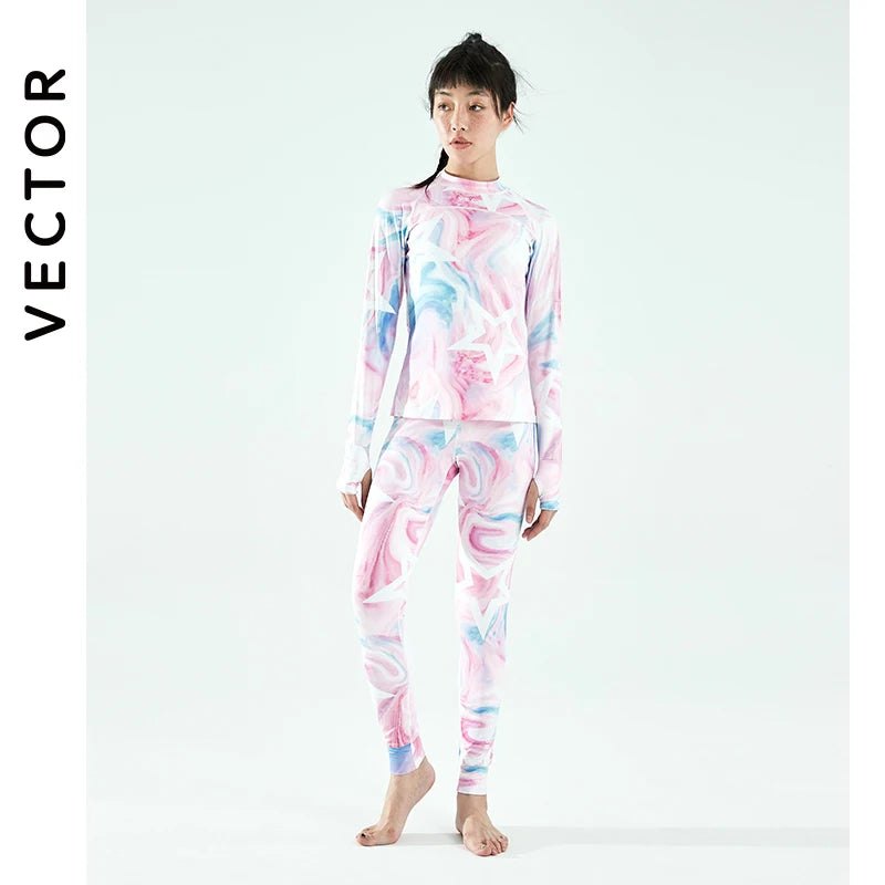 Women's winter ski base layer set by The Clothing Company Sydney, microfiber fleece thermal underwear with pants for cold weather.