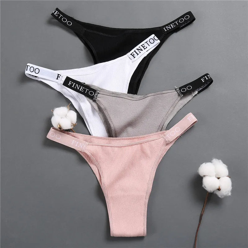 Five-pack women's cotton lingerie panties featuring letter designs, low waist female briefs, comfortable underpants from The Clothing Company Sydney.