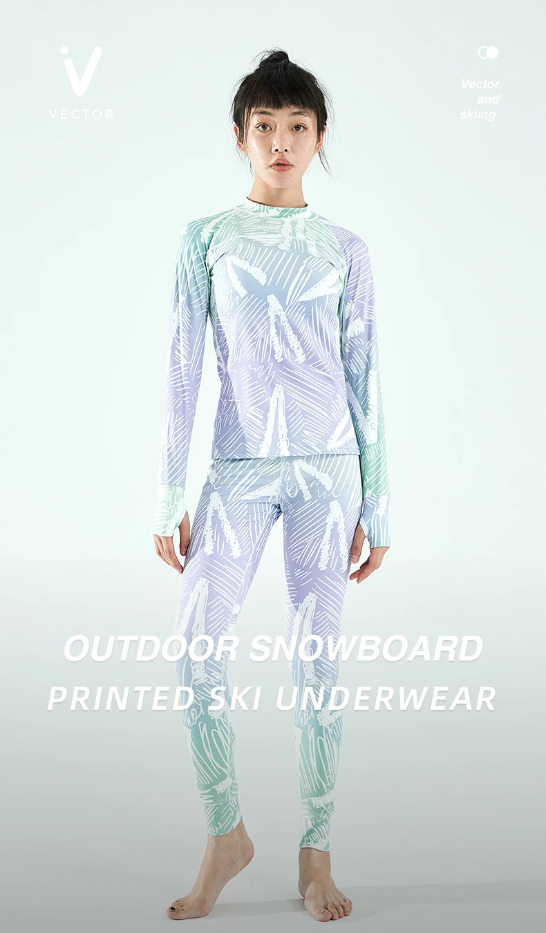 Women's thermal ski base layer set by The Clothing Company Sydney, microfiber fleece fleece undergarments with pants for winter warmth.