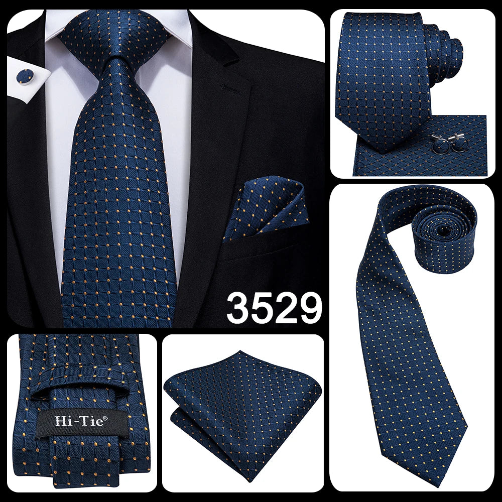Blue paisley silk tie set with matching cufflinks and hanky, stylish men's accessories by The Clothing Company Sydney