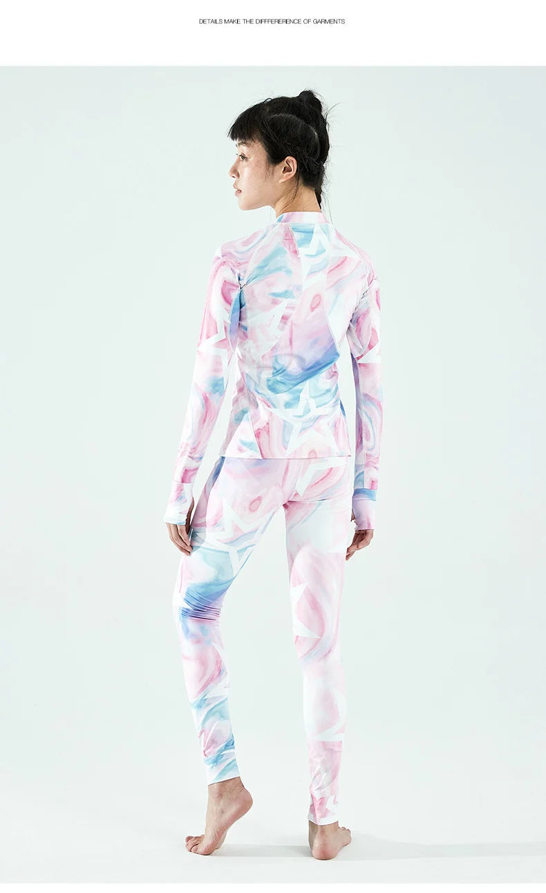 Women's ultra-soft winter ski base layer set by The Clothing Company Sydney, microfiber fleece thermal underwear with pants.