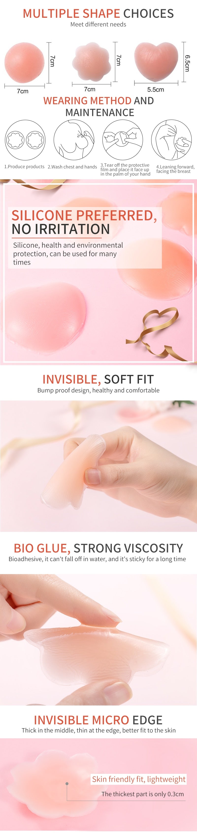 Reusable Invisible Silicone Nipple Cover Self Adhesive Breast Chest Bra Solid Colour Women's Pasties Pad Mat Stickers Accessories The Clothing Company Sydney