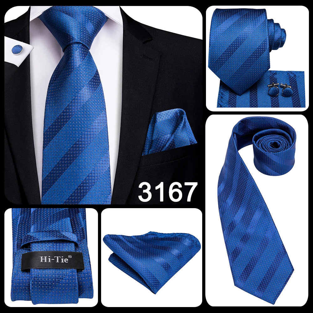 Blue paisley silk tie set with matching cufflinks and hanky from The Clothing Company Sydney for men's accessories.