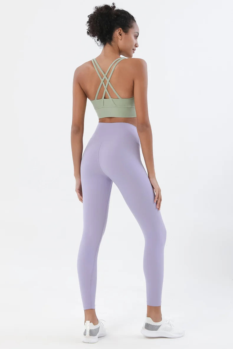 Nylon women's yoga set with sports bra and leggings, breathable gym fitness tracksuit from The Clothing Company Sydney.