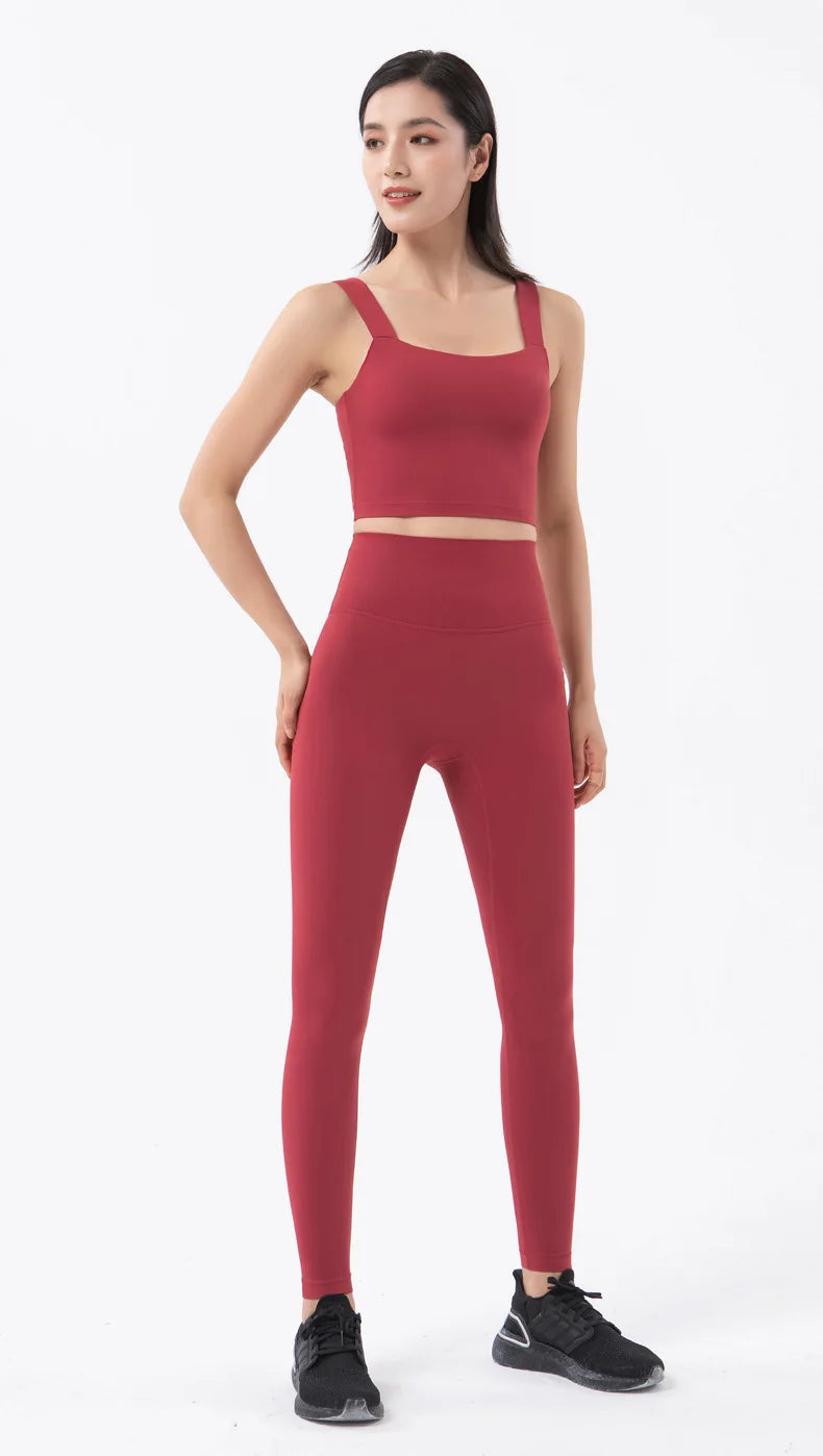 Nylon women's yoga and fitness tracksuit with leggings and sports bra, breathable activewear by The Clothing Company Sydney.