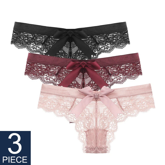 3 Pack Lace Panties Low-waist Underwear Thong G String Breathable T-back Lingerie - The Clothing Company Sydney