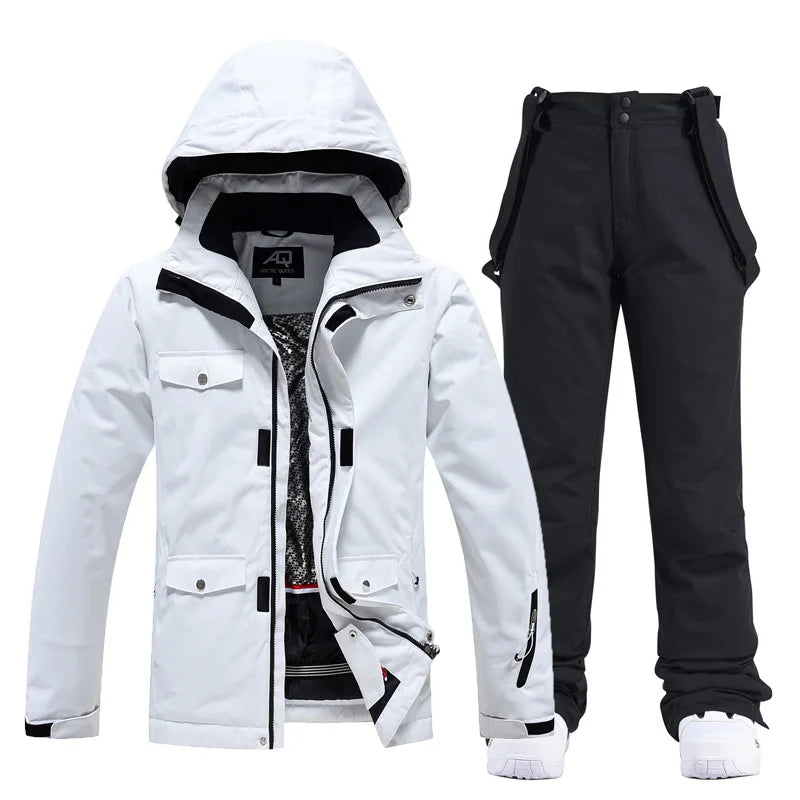 Women's 2-piece ski suit from The Clothing Company Sydney featuring waterproof, windproof snowboard jacket and pants set.