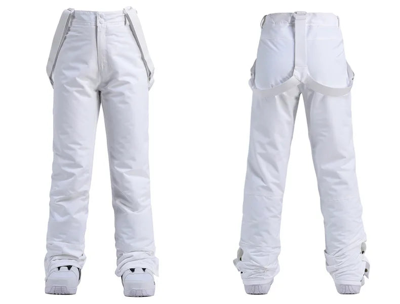 Two-piece women's ski suit by The Clothing Company Sydney, waterproof and windproof snowboard jacket and snow pants set.