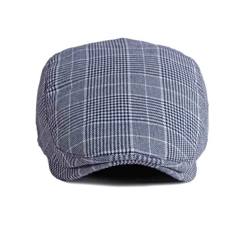 Cotton spring summer plaid newsboy cap with flat peak, unisex painter beret style accessory by The Clothing Company Sydney