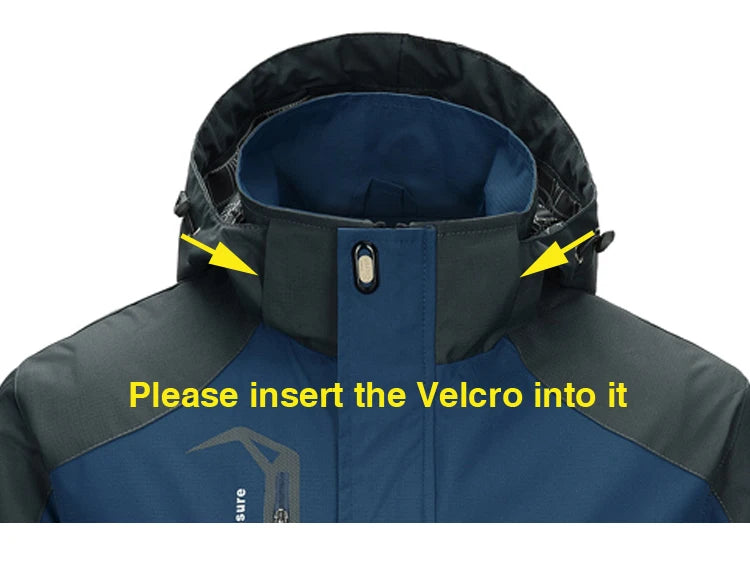 Men's outdoor camping hiking jacket by The Clothing Company Sydney, shown in a rugged outdoor setting with waterproof and breathable fabric.