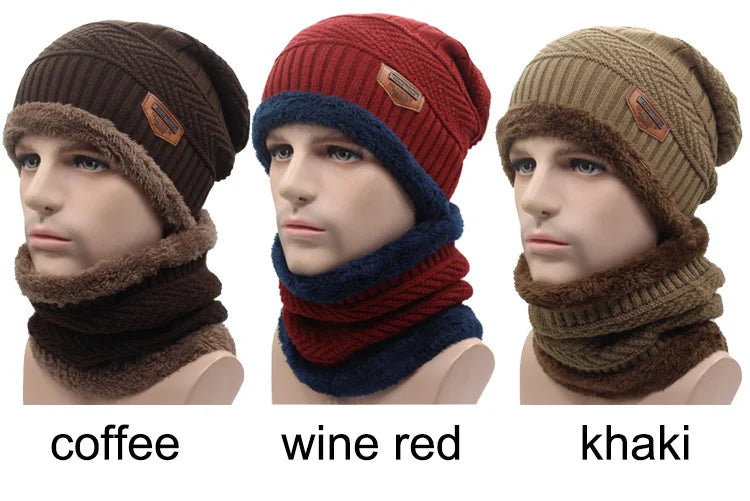 Knitted winter beanie, skull cap, and scarf set for men and women, by The Clothing Company Sydney, featuring cozy, warm accessories.