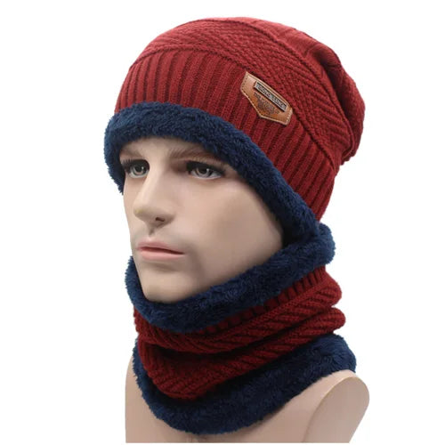 Knitted winter beanie, skull cap, and scarf set by The Clothing Company Sydney, featuring warm, cozy accessories for men and women.