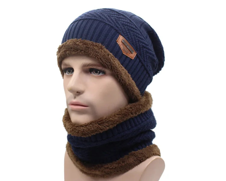 Knitted winter beanie and scarf set by The Clothing Company Sydney, featuring skullie beanies and warm cap masks for men and women.