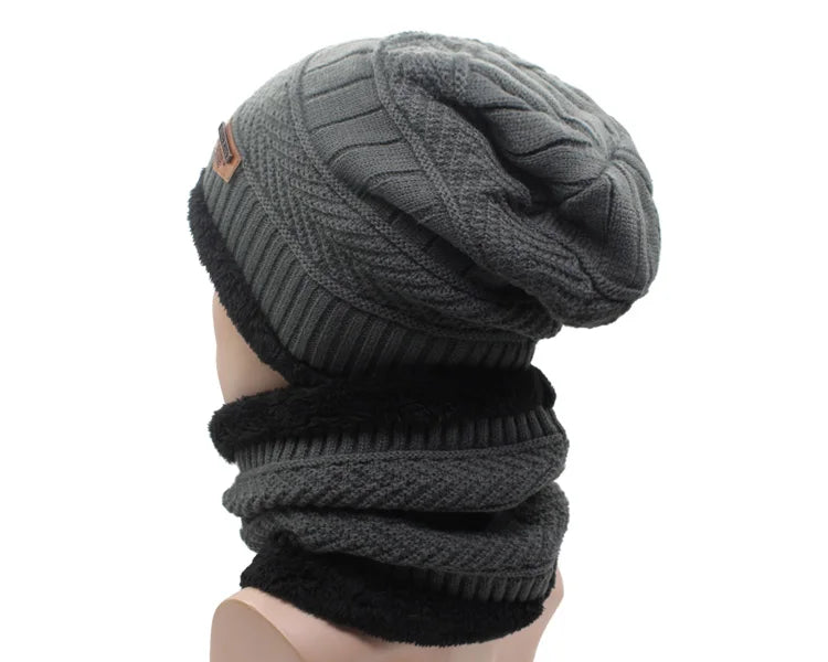 Knitted winter beanie hat and scarf set for men and women, stylish skullies and caps from The Clothing Company Sydney.
