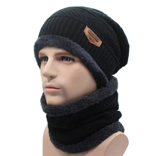 Knitted winter beanie hat and scarf set for men and women, featuring skullies style, from The Clothing Company Sydney.
