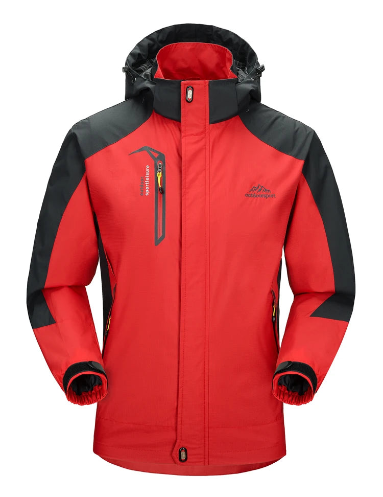 Men's outdoor camping hiking jacket by The Clothing Company Sydney, shown in a rugged outdoor setting.