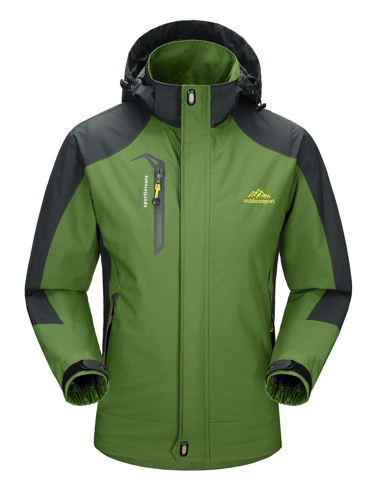 Men's outdoor hiking jacket by The Clothing Company Sydney, waterproof and durable, suitable for camping and outdoor adventures.