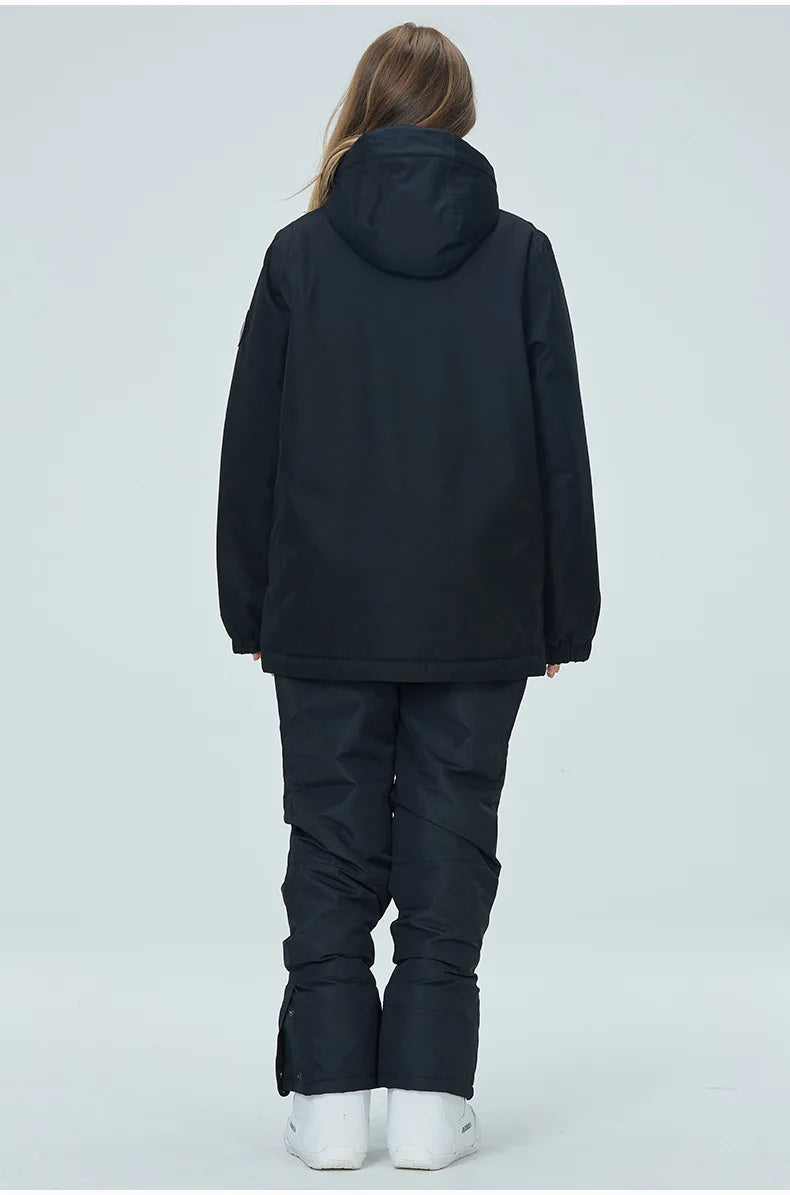 Women's waterproof ski suit by The Clothing Company Sydney, includes snowboard jacket and pants, windproof and snow-resistant overalls.