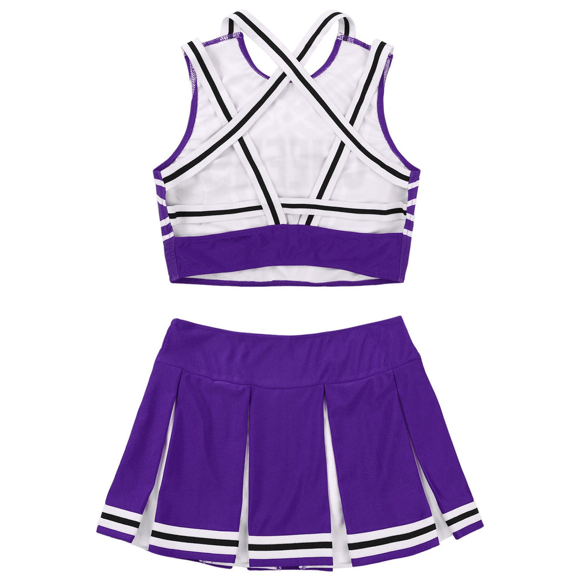 Women's cheerleader cosplay costume with stand collar crop top and mini pleated skirt, ideal for carnival cheerleading events.