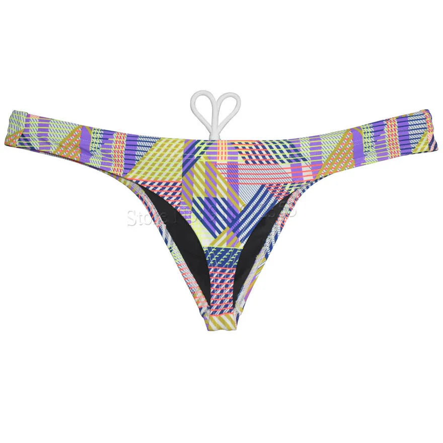 Men's bikini swim thong with printed design, smooth T-back style, ideal for beachwear and surfing by The Clothing Company Sydney