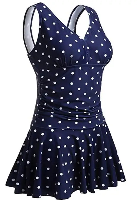 Plus-size women’s floral print modest swim dress with padded one-piece swimsuit from The Clothing Company Sydney.
