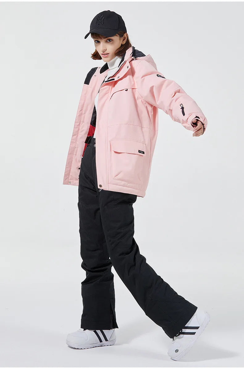Women's waterproof ski suit set with snowboard jacket and pants, windproof snow overalls by The Clothing Company Sydney.