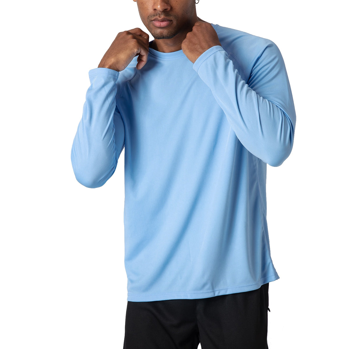 Men's sun protection T-shirt from The Clothing Company Sydney, UPF 50+, quick-dry, breathable long sleeve for hiking and outdoor activities.