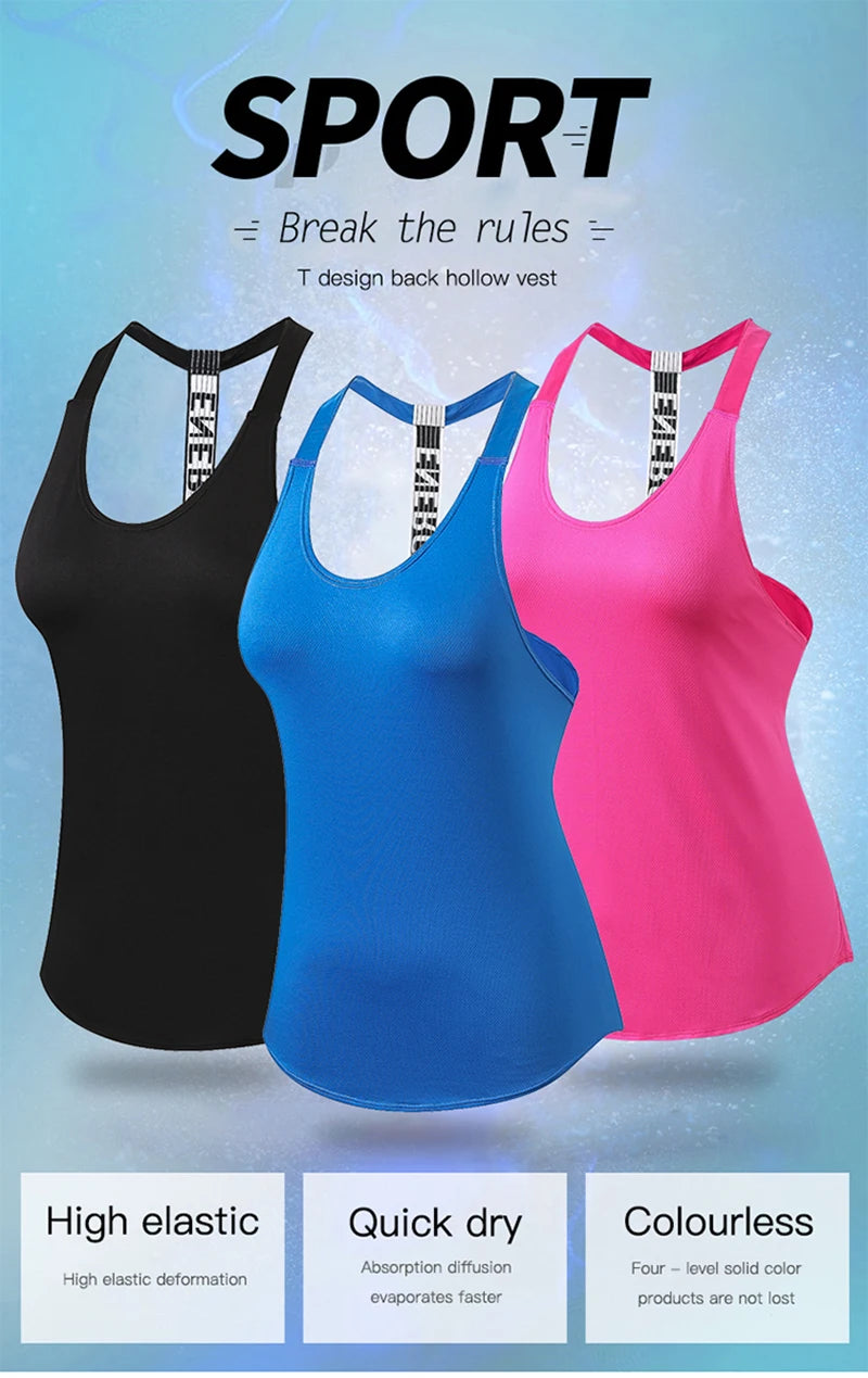 Black sleeveless women’s gym top from The Clothing Company Sydney, backless yoga and fitness vest for running and workouts.