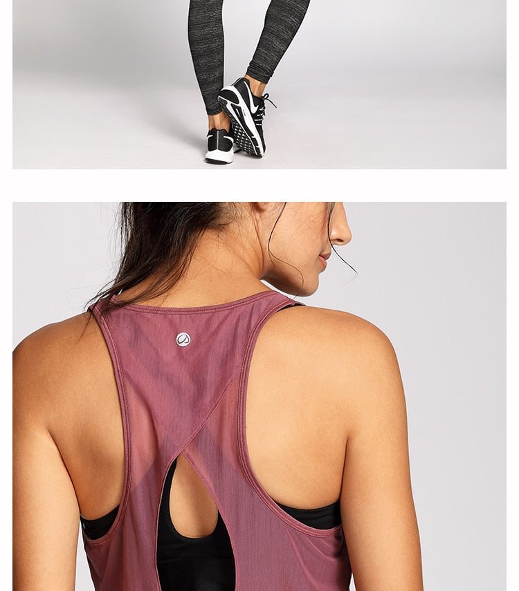 Women's Vest Tops Activewear Mesh Workout Sports Racerback Tank Tops Sleeveless Back Hollow Out Pullover T-shirt The Clothing Company Sydney