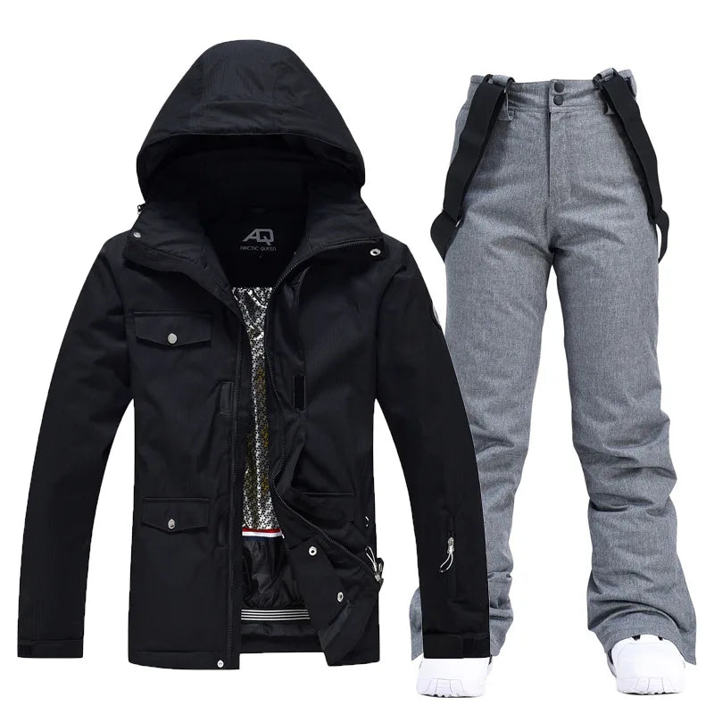 Women's waterproof ski suit by The Clothing Company Sydney, featuring a snowboarding jacket and pants for winter sports.