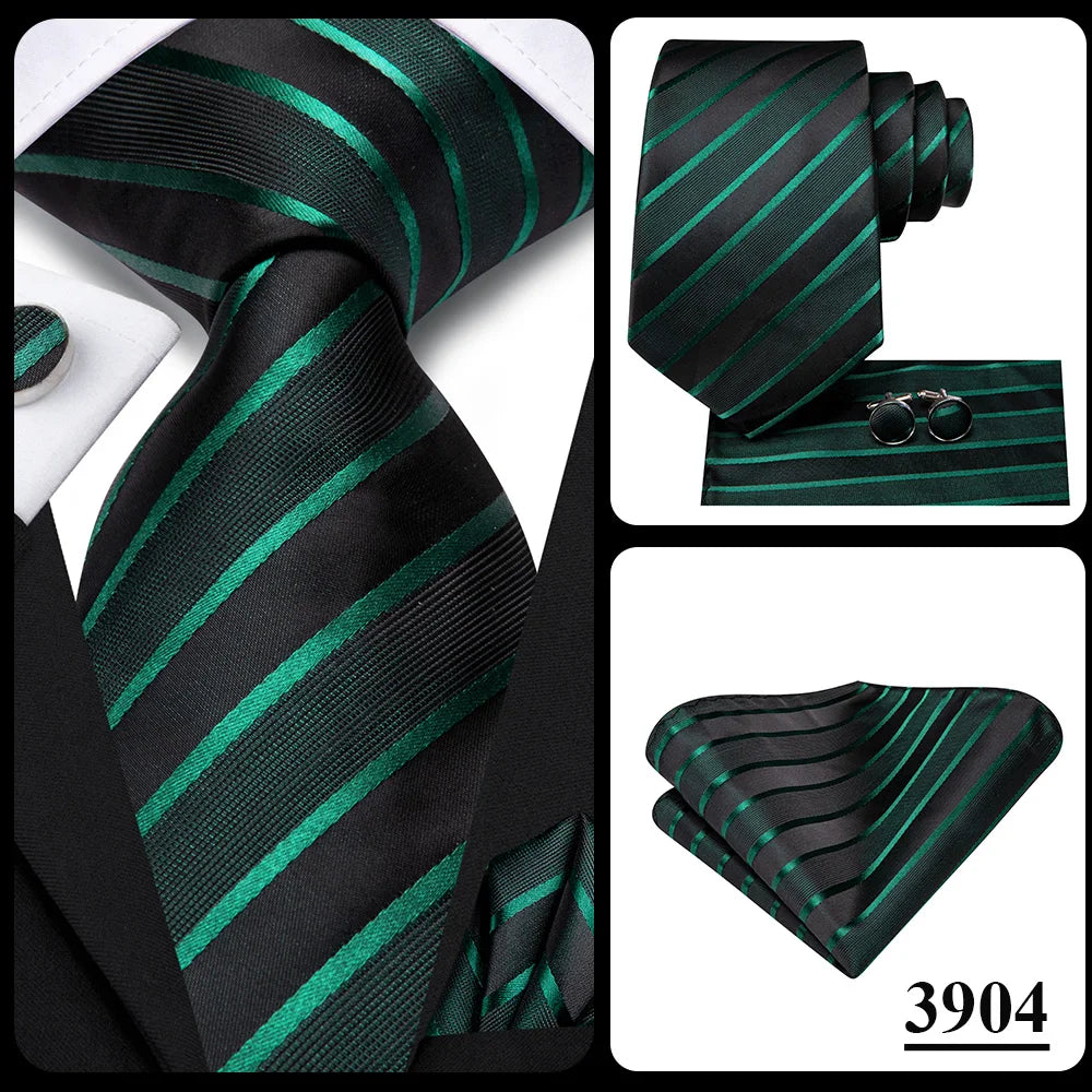 Green paisley silk tie set for men including necktie, pocket square, and cufflinks from The Clothing Company Sydney accessories collection.