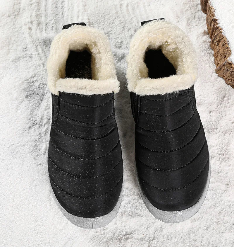 Men's winter ankle boots by The Clothing Company Sydney, slip-on waterproof snow shoes with fur lining and rugged soles.