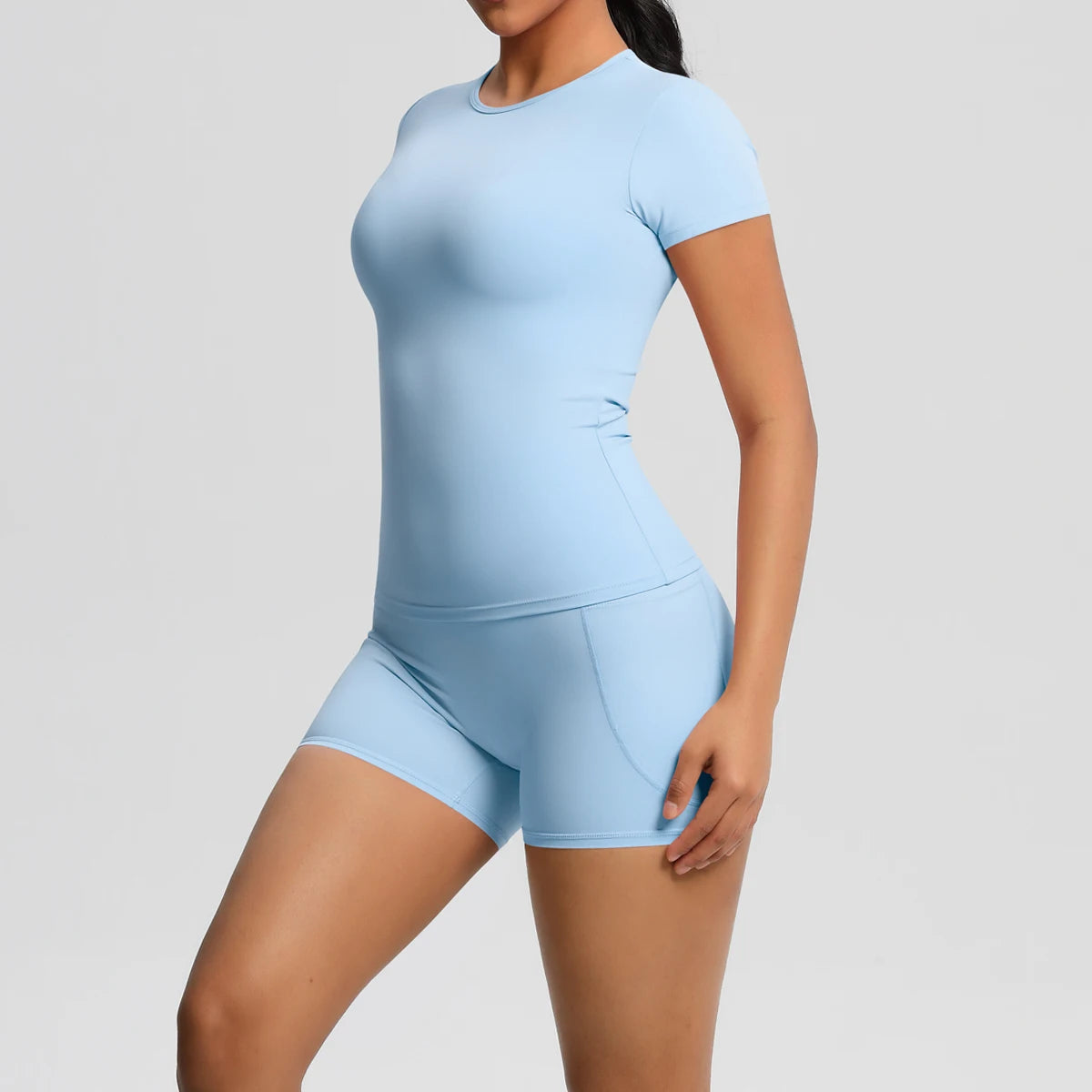 Workout Sportswear 2 Piece Piece Female Yoga Shirt Push Up Workout Clothes Outdoors Sport High Waist Fitness Sport Shorts - The Clothing Company Sydney