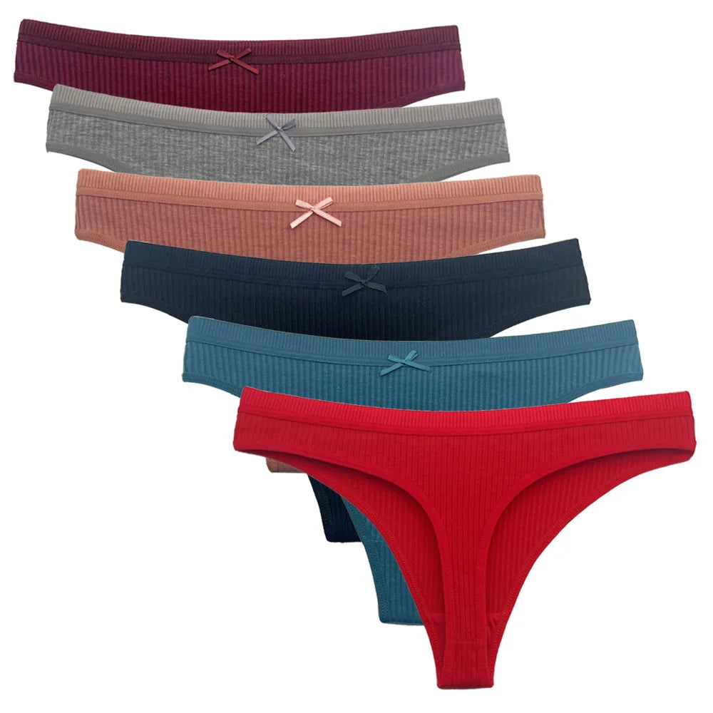 Five-piece set of cotton mix G-string panties by The Clothing Company Sydney, women's lingerie and thong underwear shown in the image.