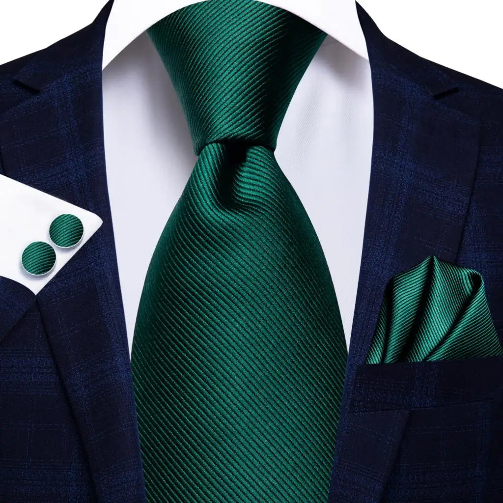 Green paisley silk tie set for men including necktie, pocket square, and cufflinks from The Clothing Company Sydney accessories collection