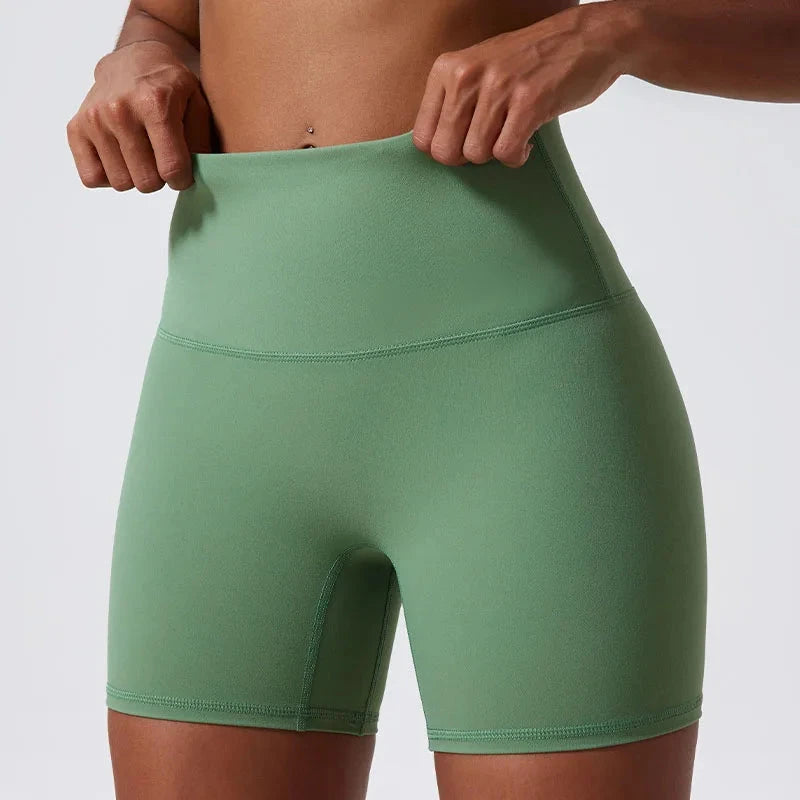 High-waist yoga shorts for women by The Clothing Company Sydney, designed for gym workouts, running, and cycling.