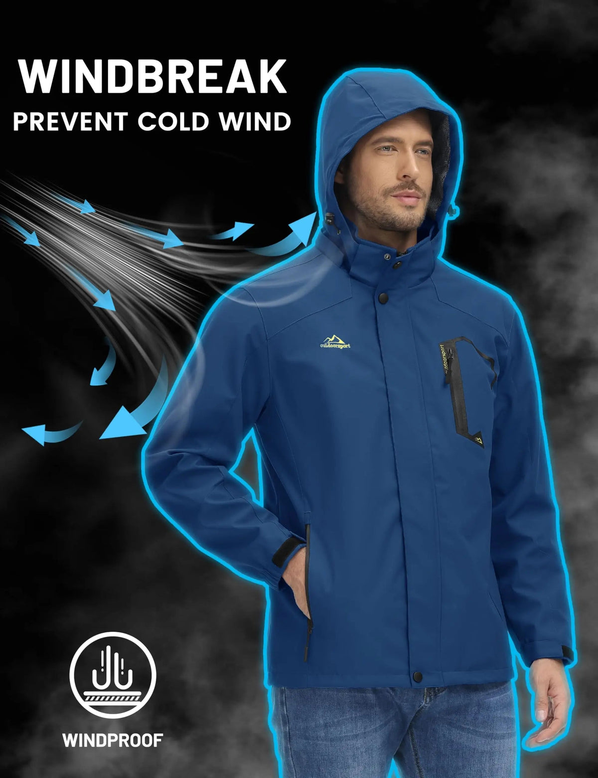 Lightweight Windbreaker Mens Mesh Lined Waterproof Rain Jacket Outdoor Fishing Hiking Jacket with Detachable Hood The Clothing Company Sydney