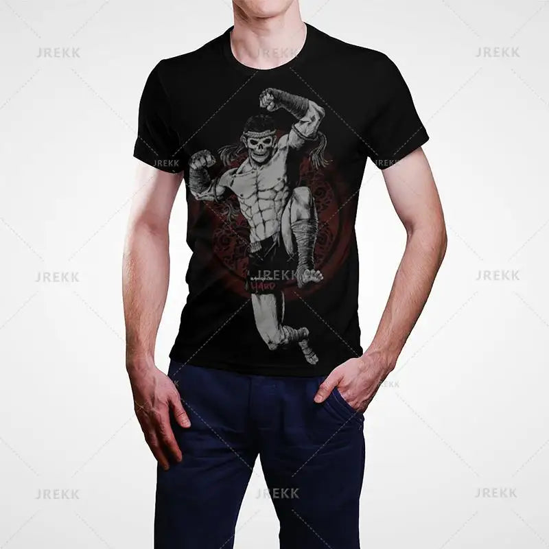 Muay Thai Gym Graphic T Shirt For Men Women Kids 3D Thai Boxing Sports Printed Tee Shirts Streetwear Short Sleeves Quick Dry Top - The Clothing Company Sydney