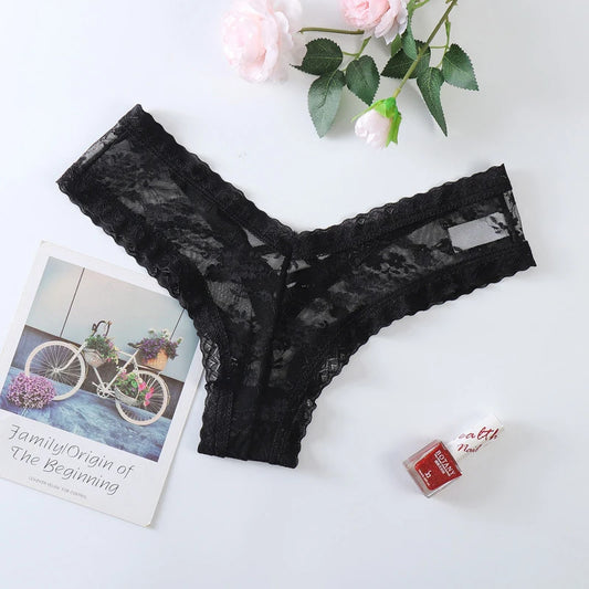 Women's Lace Underwear Low-Waist G String Hollow Out Cross Belt Thong Solid Comfortable LingeriePanties The Clothing Company Sydney