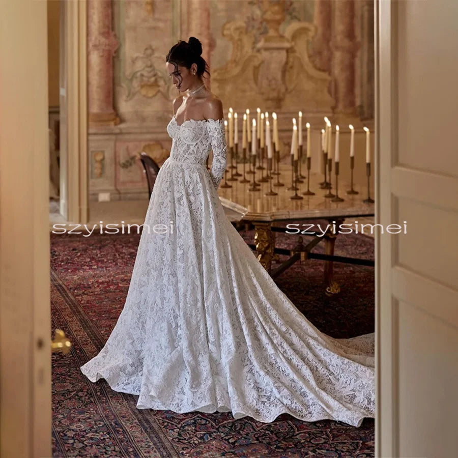 Sweetheart A Line Bridal Gowns Long Sleeve Backless Customized Bridal Wedding Dress The Clothing Company Sydney