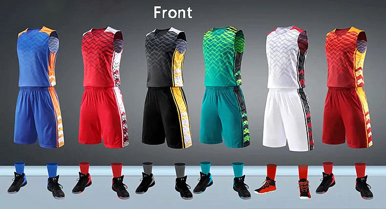 Customized reversible basketball jersey and shorts set for men, women, and kids, made of quick-drying fabric by The Clothing Company Sydney.