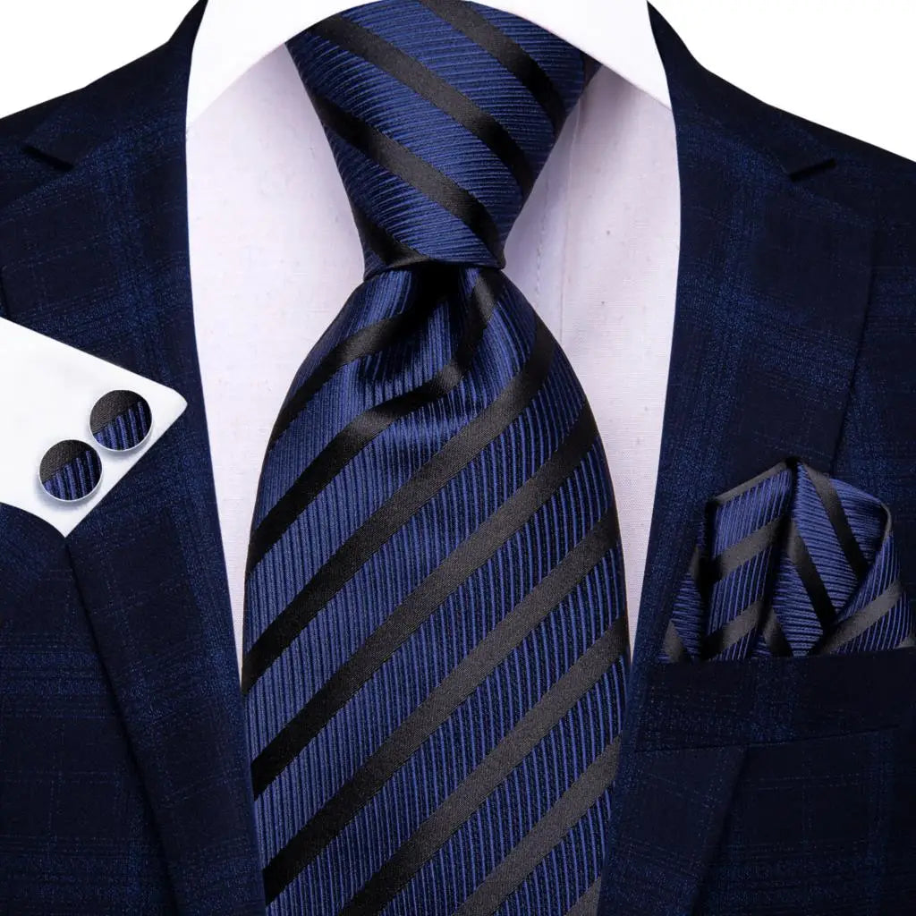 Blue paisley silk tie set for men, including necktie, cufflinks, and hanky, from The Clothing Company Sydney accessories collection.
