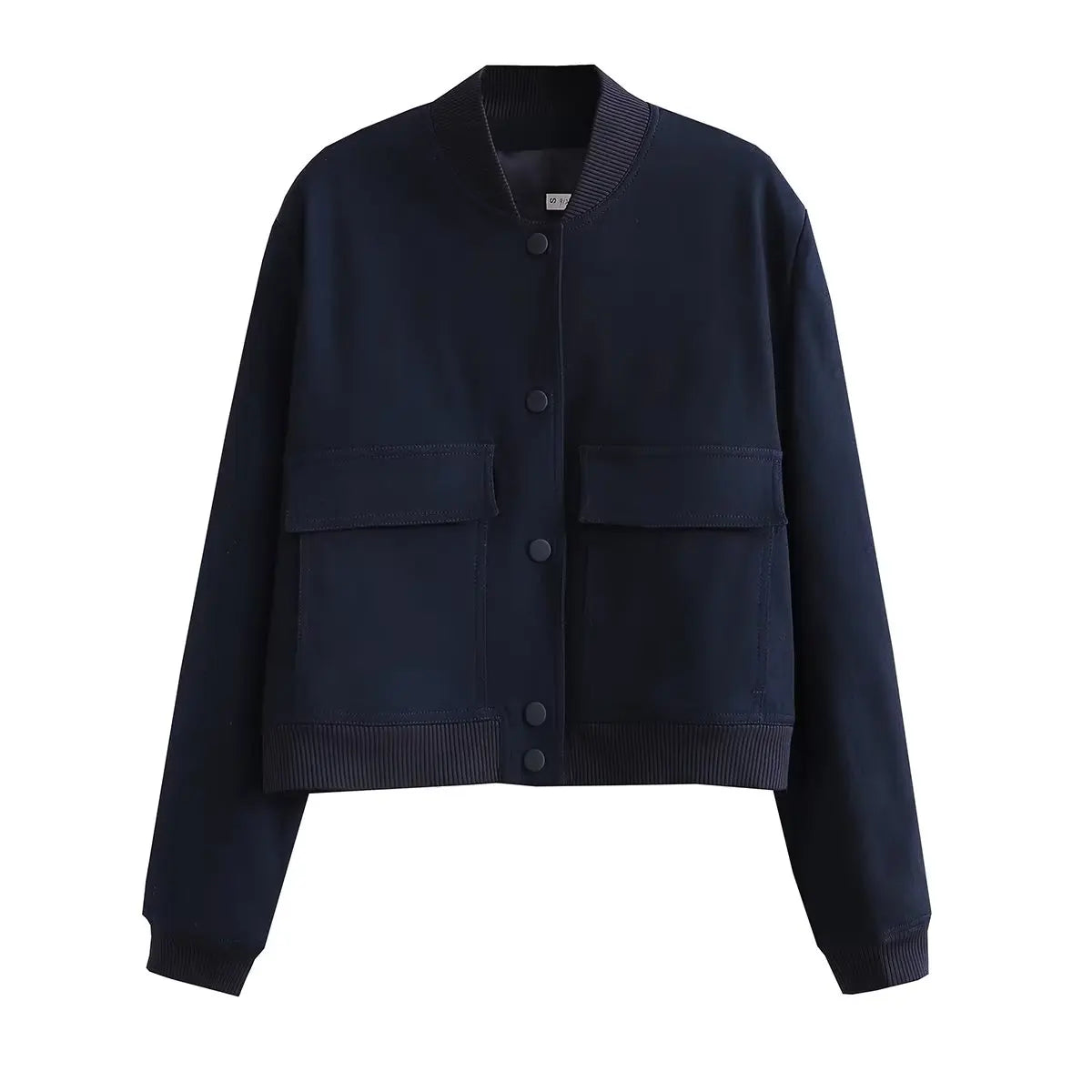 Women's bomber jacket by The Clothing Company Sydney, featuring a stylish fit and classic design in black fabric.