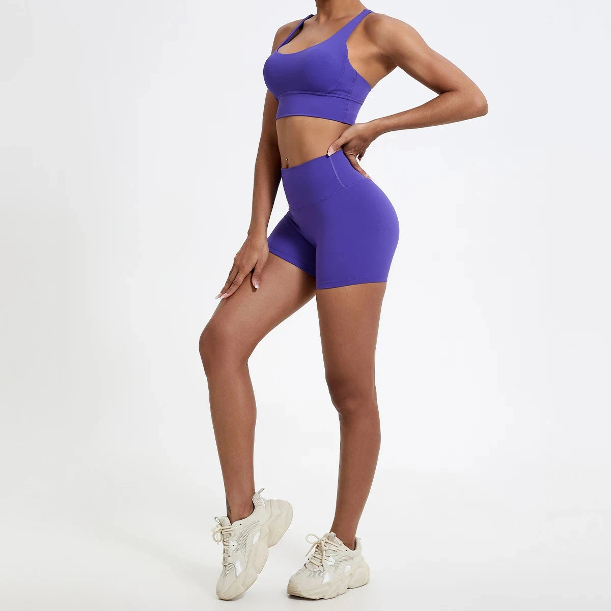 Women's high waist fitness leggings from The Clothing Company Sydney, slim fit gym shorts for running and yoga workouts.
