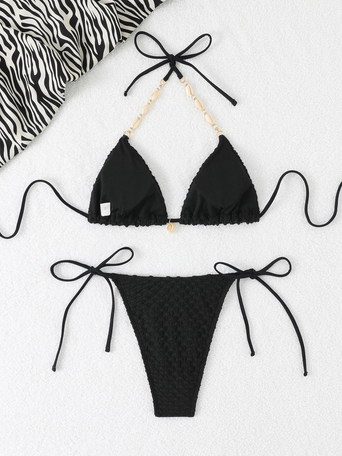 2 Piece Halter String Triangle Bikini Swimwear Mesh Swimsuit Solid Bathers Bathing Swimming Swim Suit Beachwear The Clothing Company Sydney