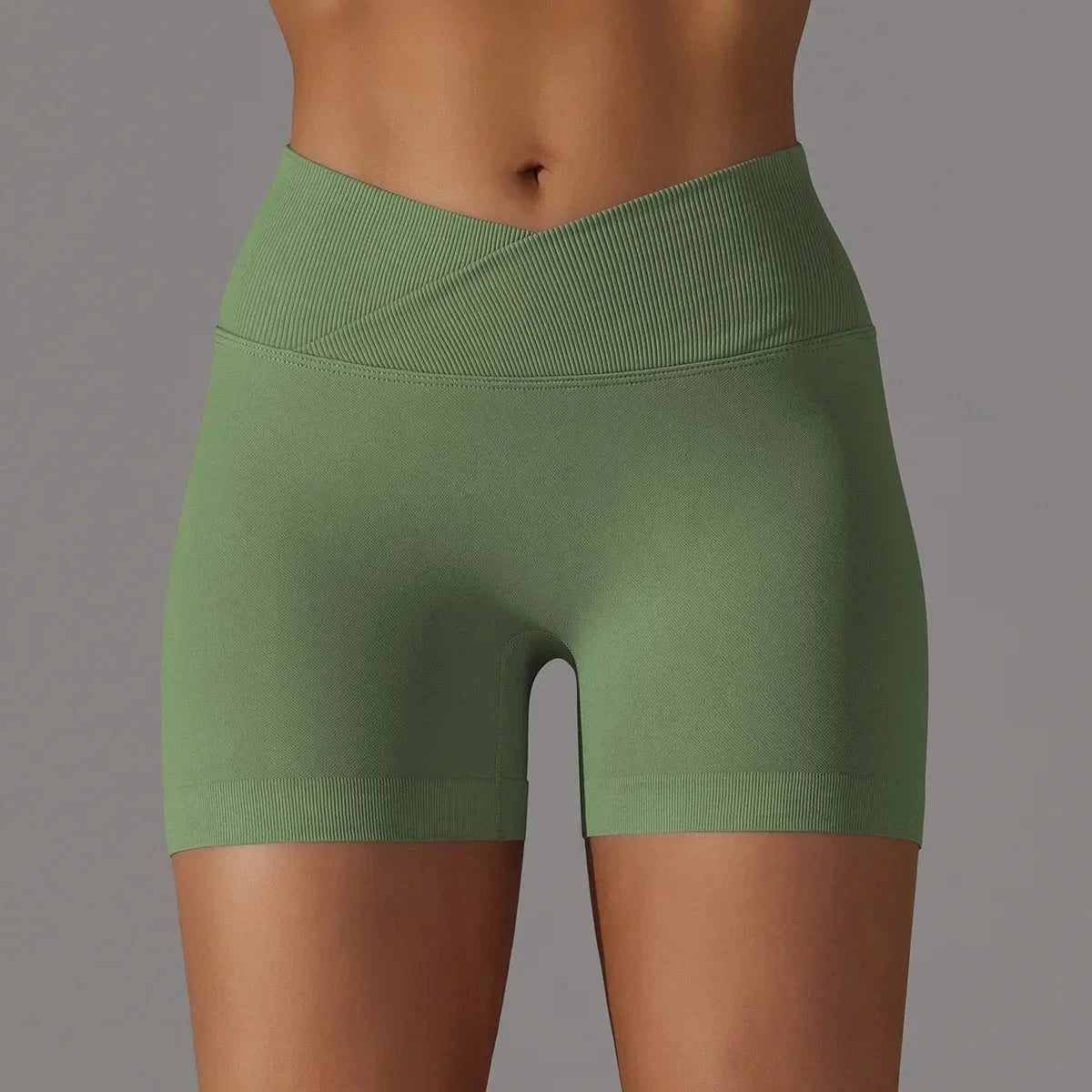 Women’s high waist fitness yoga leggings by The Clothing Company Sydney, seamless workout shorts with scrunch butt design.