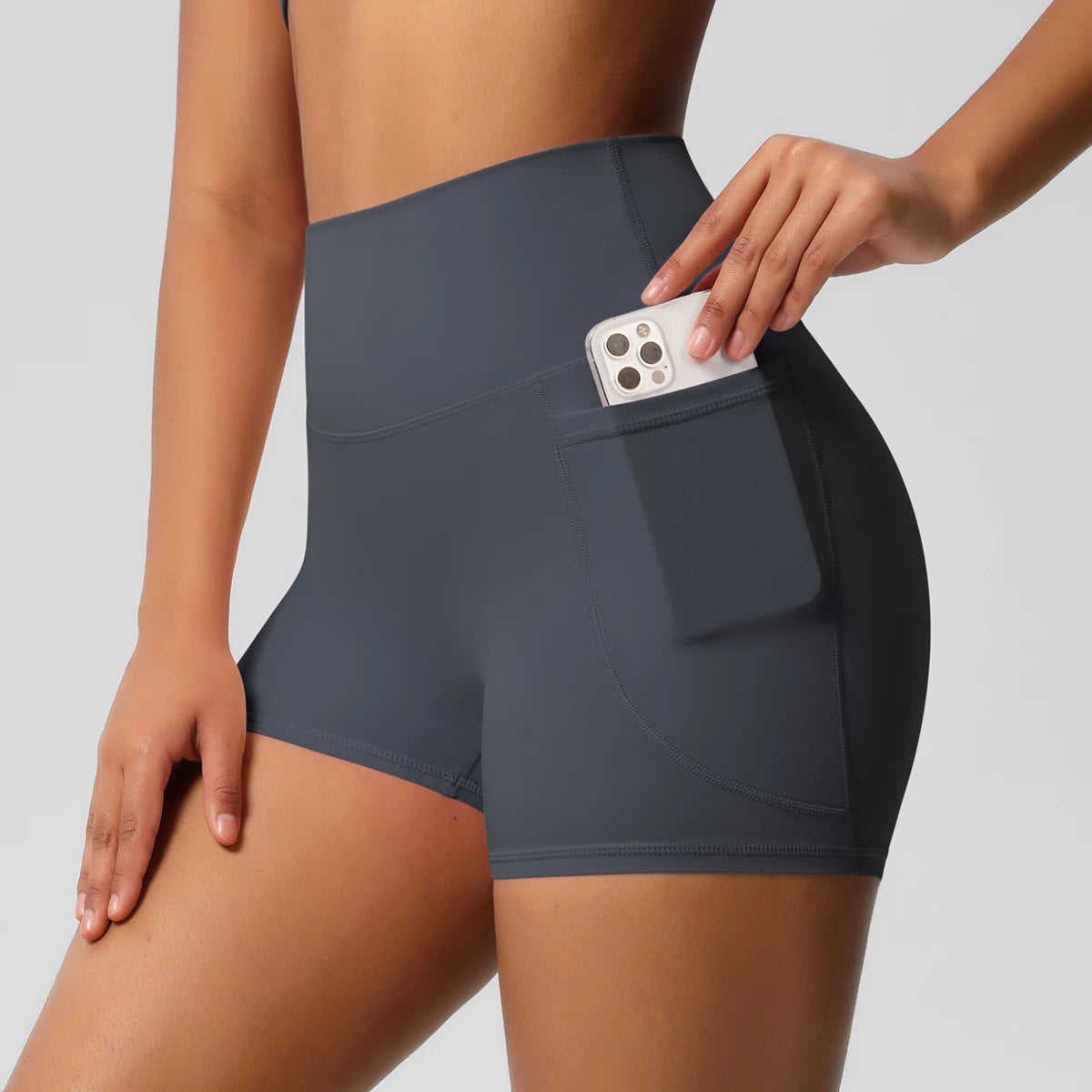 Women's Pocketed Yoga Legging Shorts Squat Proof High Waist Fitness Quick Drying Cycling Workout Gym Shorts